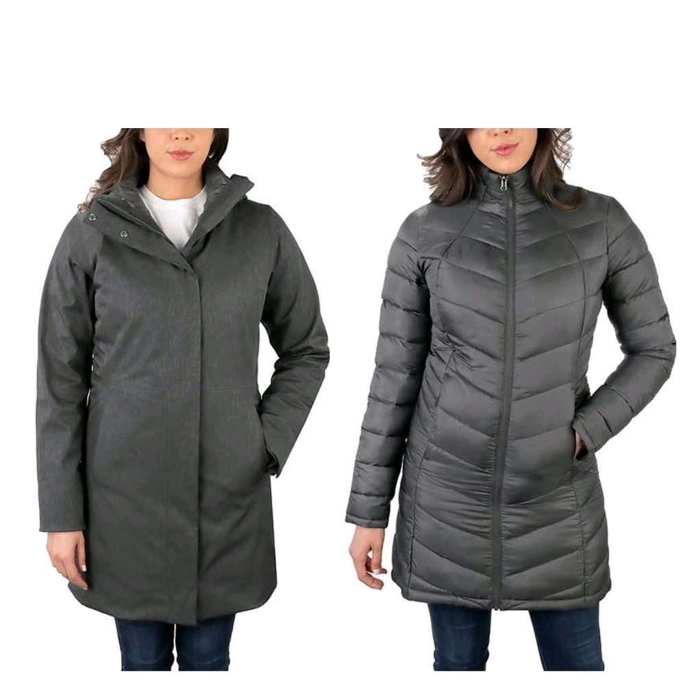 Kirkland Signature Ladies 3-in-1 Parka Jacket Coat XL Charcoal Gray Waterproof